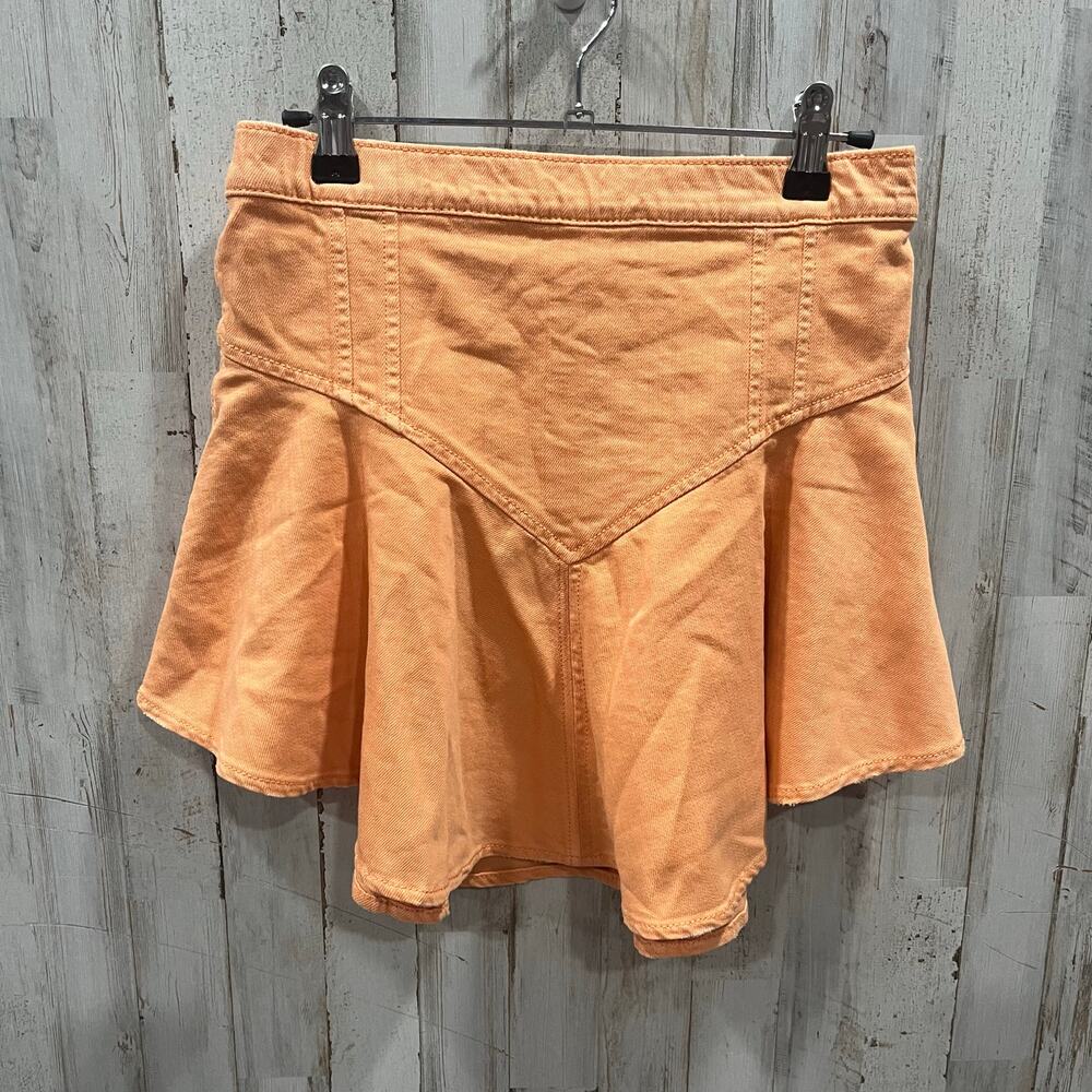 Aerieβ Women's Size XS Mini Denim Circle Skirt Light Orange Pull On Western